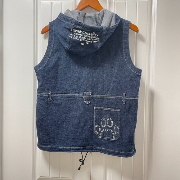 Vintage Kunio Collection Dog Embroidered Denim Vest Navy – OS - Picture 7 of 12